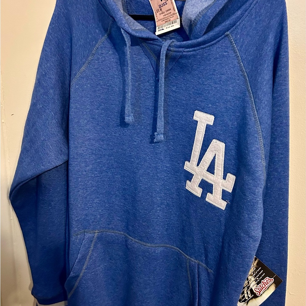 Stitches Blue LA Dodgers Hoodie with Logo, Adult Size Medium